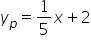 y subscript p equals 1 fifth x plus 2