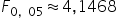 F subscript 0 comma 05 end subscript almost equal to 4 comma 1468